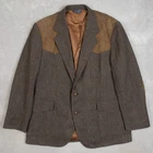 Jc Penney Vintage Tweed Suede Patch Blazer Jacket Large Men's 1980s USA Made