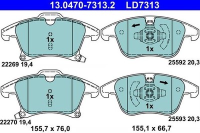 ATE 13.0470-7313.2 Ceramic Belagsatz für FORD