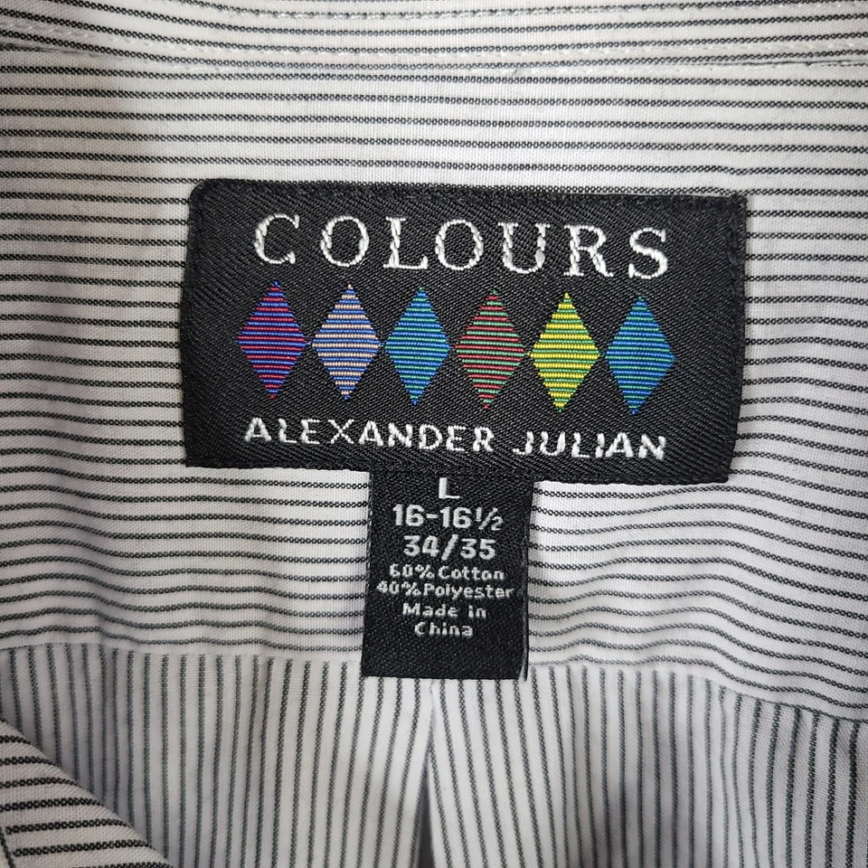 Camisa Alexander Julian Colores Para Hombre Grande Azul Rayas Abotonada Manga Larga Foto 3 de 4