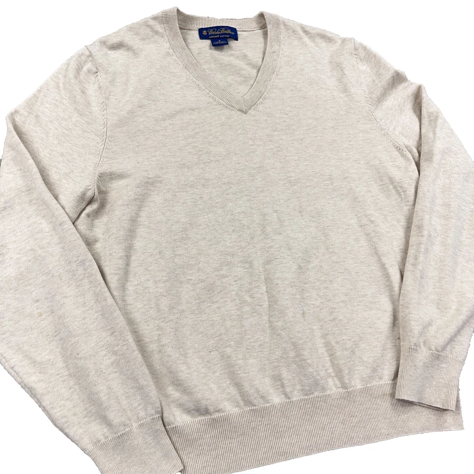 Suéter Brooks Brothers Hombres Pequeño Tostado Cuello en V Algodón Supima Golf Pullover Adulto * Foto 3 de 4