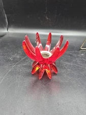 MCM Friedel Ges Gesch Atomic Sputnik Red Lucite Plastic Candle Holder Germany