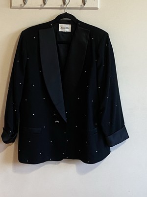 Nolan Miller Blazer Tuxedo Women s L Small Rhinestone Vtg Hong Kong Y2K Read