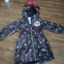 Disney Minnie Mouse Girls 2T Black Silver Foil Mickey Head Hooded Windbreaker