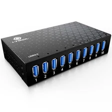 10 Ports USB Hub 3.0 Powered Aluminium - USB Hub Charger - Multiple Port - US...