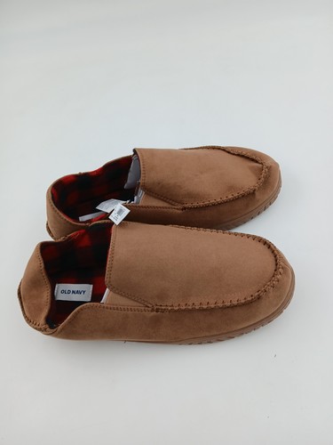 Old Navy Shoes Mens Size 10-11 Brown Moccasin Slippers Plaid Lined House Indoor - Picture 4 of 7