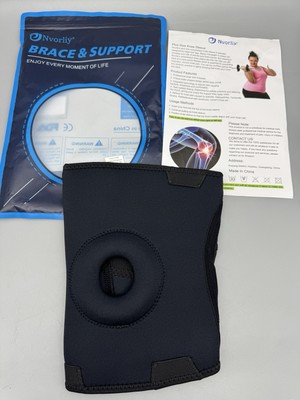 Nvorliy Plus Size Knee Compression Sleeve Brace Patella Leg 3XL Donut Hole Black