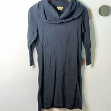 Royal Robbins Dress Women Sz Large 100% Cotton Gray Cowl Neck 3/4 Sleeve Sweater
