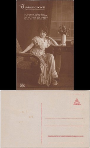 Ansichtskarte Frau im Sessel - Träumereien 1918