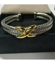David Yurman Double X Silver 10mm Cable Cuff Classic Bracelet