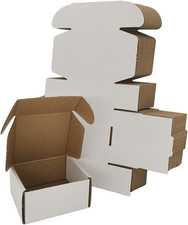 4X4X2'' Small Shipping Boxes 25 Pack, White Corrugated Cardboard Literature Mail