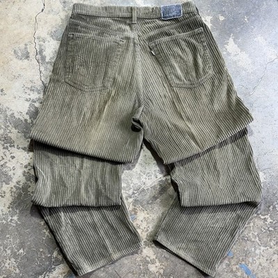 Vintage Levis SilverTab Baggy Corduroy Pants 34x34 Black Loose Y2K