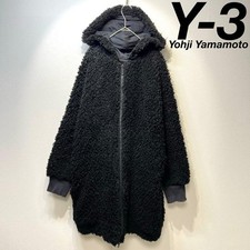 USED RARE Y-3 HIGH-QUALITY REVERSIBLE BOA COAT WITH EMBROIDERED LOGO AND ALL-O