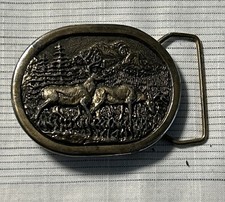 Vintage 1981 Spec Cast Made in USA Whitetail Deer Bucks Belt Buckle