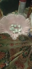 Vintage Fenton Pink Milk Glass and Clear Crest Ruffled Edge Bowl, Bridal Basket