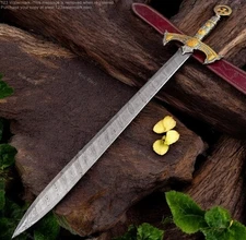Hand Forged Templar Sword Damascus Medieval Battle Knight Royal Premium Gift Him