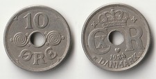 1934 Denmark 10 ore coin