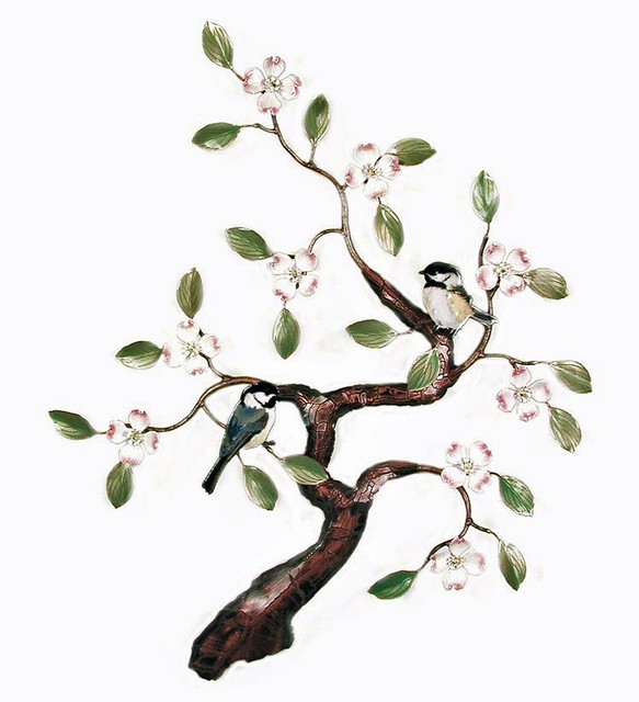 Wall Art Chickadees In Flowering Dogwood Tree Metal Wall Sculpture For Sale Online