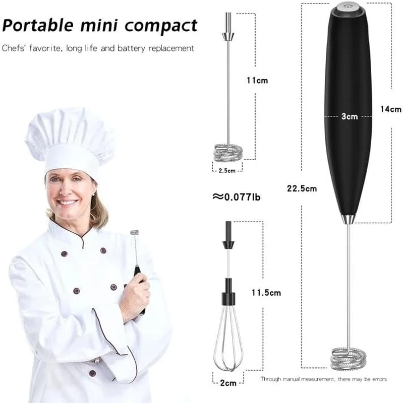 Milk Frother Handheld - Mini Foamer for Cappuccino - Double Whisk Drink Mixer fo