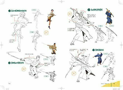 How to Draw Manga Anime Samurai Ninja Wasou Fighting Action Pose Book Art F/S - Picture 3 of 3