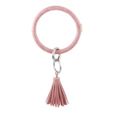 SET OF 2 K&M Women's Pink Faux Leather Tassel Bangle Fashion &  Key Chain