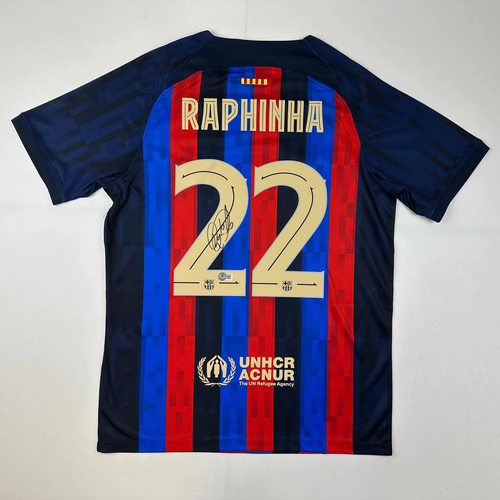 Autogramm/signed Raphinha Raphael Belloli FC Barcelona blau Trikot Beckett COA - Bild 1 von 4