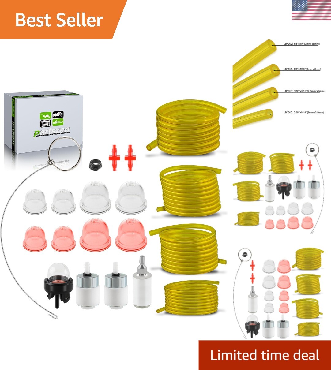 Fuel Line Kit with Primer Bulbs for Husqvarna & Poulan Tool Maintenance