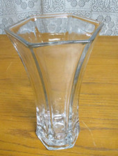 Clear Panel Flared Vase - Heavy Thick Glass - 8.75" tall