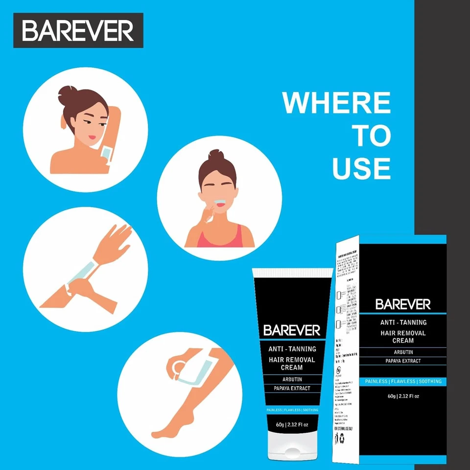 Crema depilatoria antibronceadora Barever 60 gm Foto 4 de 4