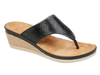 Cipriata L238A elegante Damen-Sandalen Sommer Strand Wandern Zehensteg Diamanten Keilabsatz
