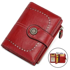 RFID Blocking Women Small Leather Wallet Credit Card Holder Mini Bifold Purse US
