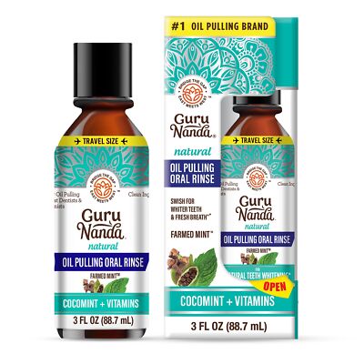 GuruNanda Travel Size Coconut Oil Pulling 7 Essential Oils & Vitamins Promote...