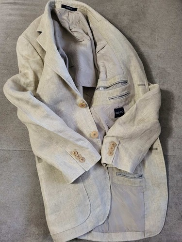 KENZO Homme Mens Luxury Linen Beige Button Luxury Blazer Jacket Sz 48 / M - Afbeelding 5 van 19