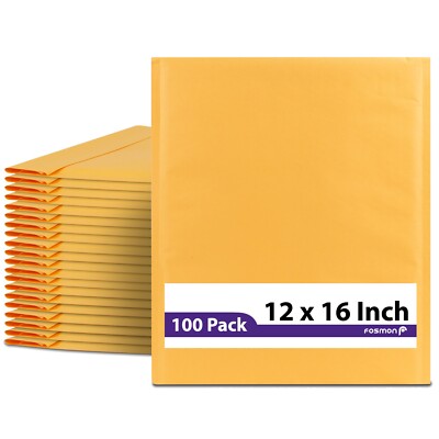 Fosmon #6 12x16 11.5x15, 100 pack Large Wide Kraft Bubble Padded Envelope Mailer