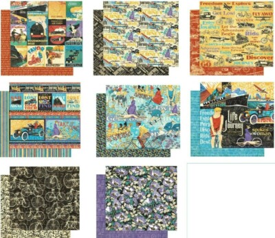 Graphic 45 Life's a Journey 8''  Cardstock PICK Chase Adventure Fly Go Lost Chase