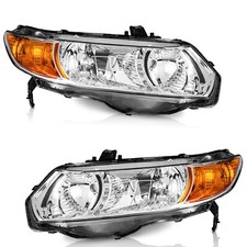 Weelmoto Chrome Headlights Assembly For 2006-2011 Honda Civic Coupe 2dr Lhrh