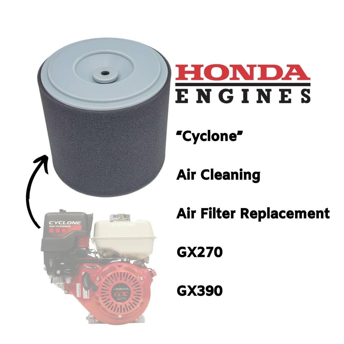 GX270 & GX390 Honda Cyclone Air Cleaner Air Filter Replacement P/N