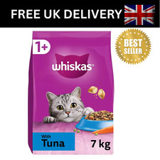 WHISKAS - 1+ Adult Dry Cat Food - 7kg - Biscuits Made with Tuna - Bulk Cat Food 3.40 per kilo