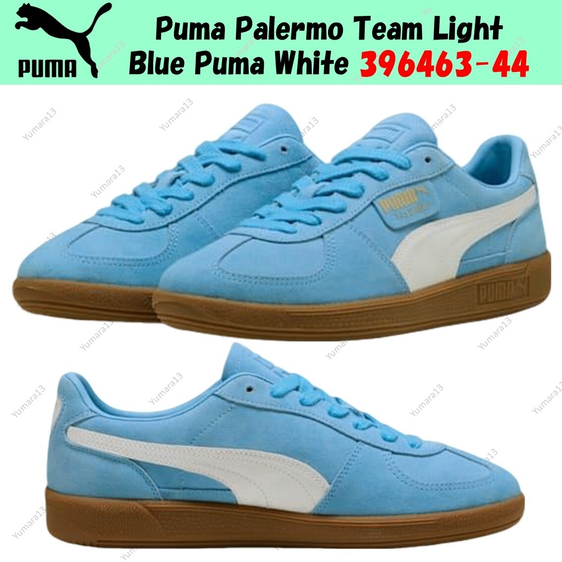 ★PUMA★ Palermo Premium Mesh Team Light Blue Ivory 40427201 Puma Palermo Team Light Blue Puma White 396463-44 Men's Size
