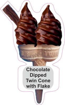 Eiswagen Aufkleber Schokolade getaucht Twin Cone mit Flocke Whippy Decals