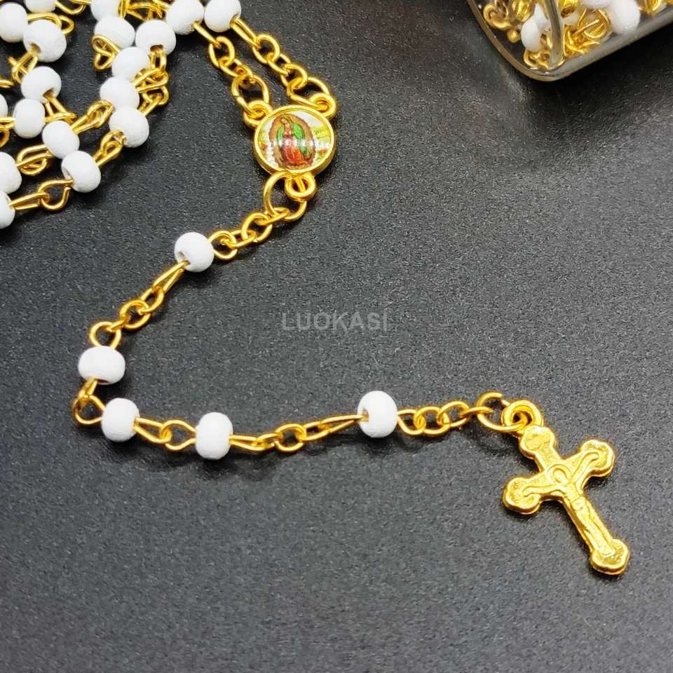 Collar Rosario Blanco en Tarro de Vidrio EE. UU. 4/12 piezas Perfecto para Favores de Primera Comunión Foto 3 de 4