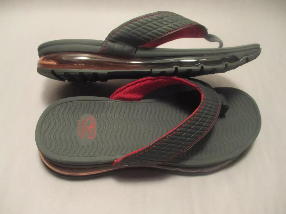 Athletic Works O2Air Boys Youth 2 3 Gray Red Cushion Insole Flip