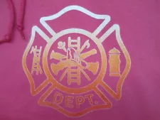Hoodie Sweatshirt xl pink Fire Department Fire fighter hook and ladder  NEW M