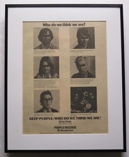 Deep Purple * Who do we original 1973 ad poster framed 42 x 52 cm FREE SHIPPING