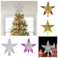 Christmas Tree Topper Hollowed Xmas Tree Star Topper Ornaments Party Tree Decor