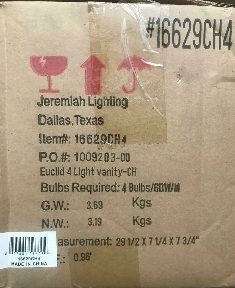 Tocador de baño cromado Euclid 16629CH4 hecho a mano 4 lámparas REG $359 - AHORRA Foto 3 de 3