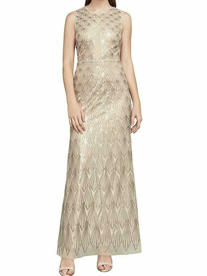 SALE!【BCBG MAXAZRIA】Embroidered Draped Gown $398 NWT BCBGMAXAZRIA Sz2 PATTI EMBROIDERED DECO-SEQUIN