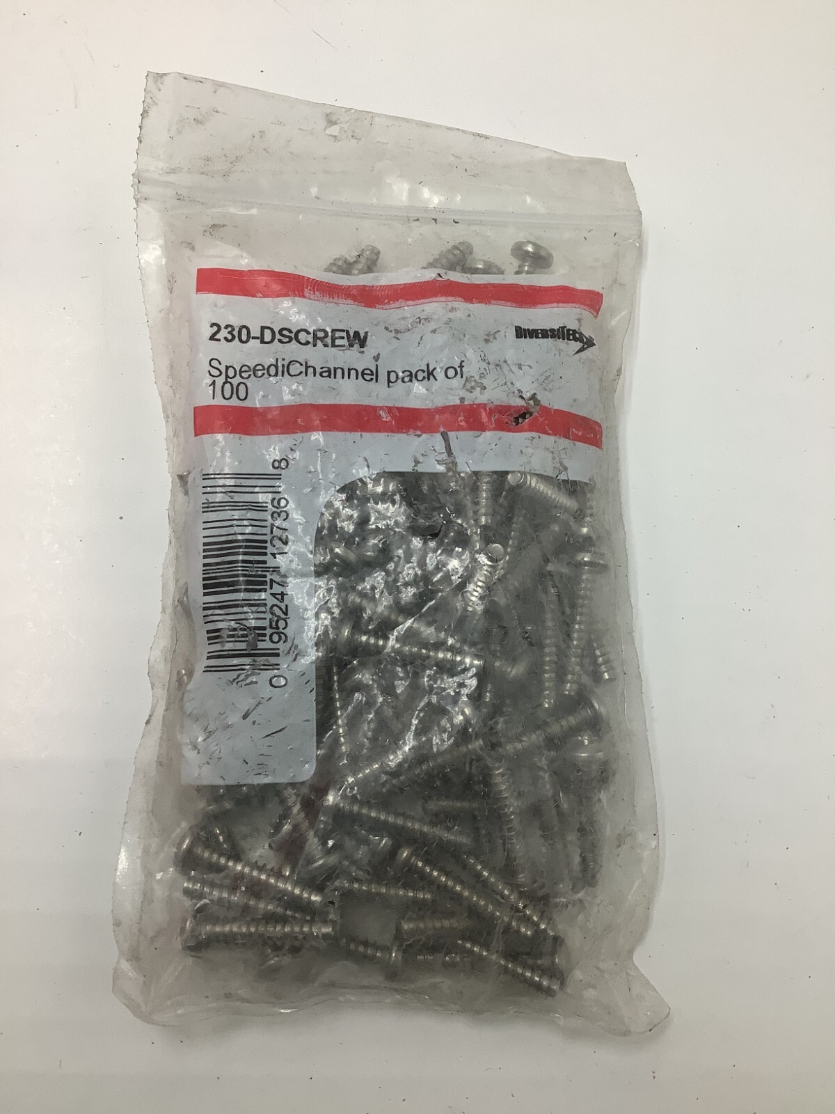 Pack of 100 DIVERSITECH SpeediChannel Screw 230-DSCREW / Stainless Steel