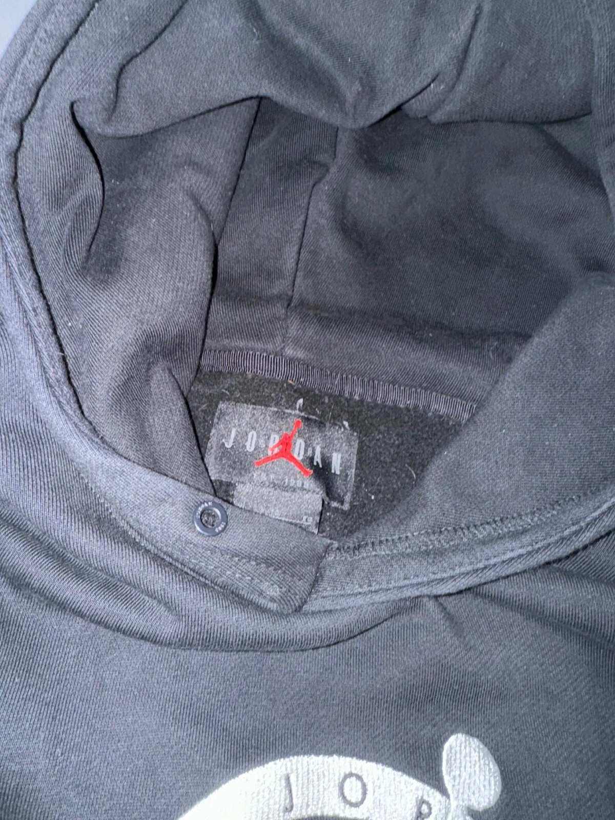 OFF WHITE Felpa con cappuccio Nike Air Jordan x Off bianca pullover pile nera da uomo taglia Lg *leggi sotto*