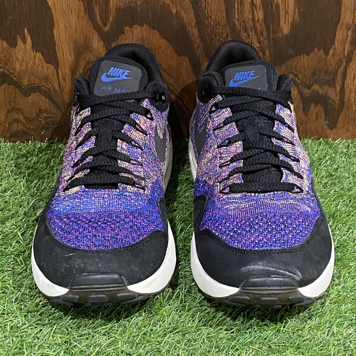 Nike Air Max 1 Flyknit Vivid Purple Blue Shoes / Men's US Nike Air Max 1 Flyknit Vivid Purple Blue Shoes / Men's US