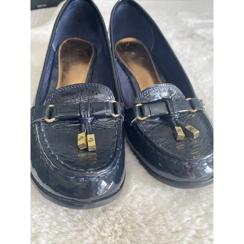 Lauren por Ralph Lauren Rory Couro Patente Cunha Slip On Academia Preppy Tamanho 6B - Imagem 3 de 4